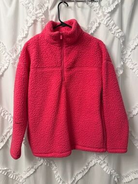Zenana Outfitters Coral Pink Sherpa Half-Zip